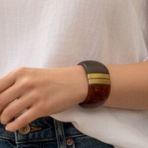 Premier Designs Chunky Acrylic Cuff Bracelet Red Brown Gold Statement (BR777/6)